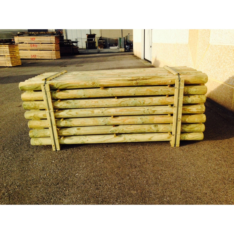 Pali in legno impregnato 10 pezzi diametro 8 cm lunghezza 200 cm per recinzioni giardino - Esterni da Vivere