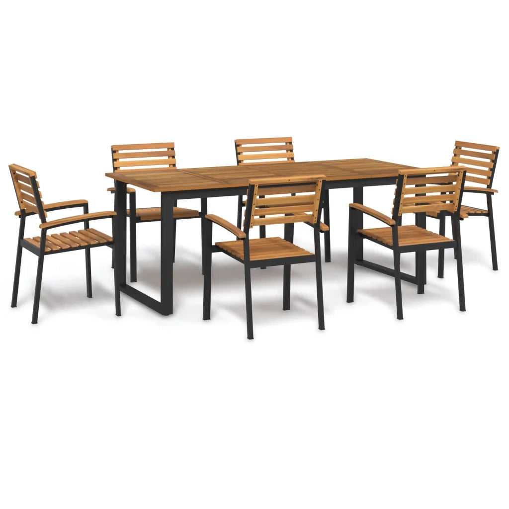 Set Pranzo da Giardino 7 pz Legno Massello di Acacia e Metallo 3155404