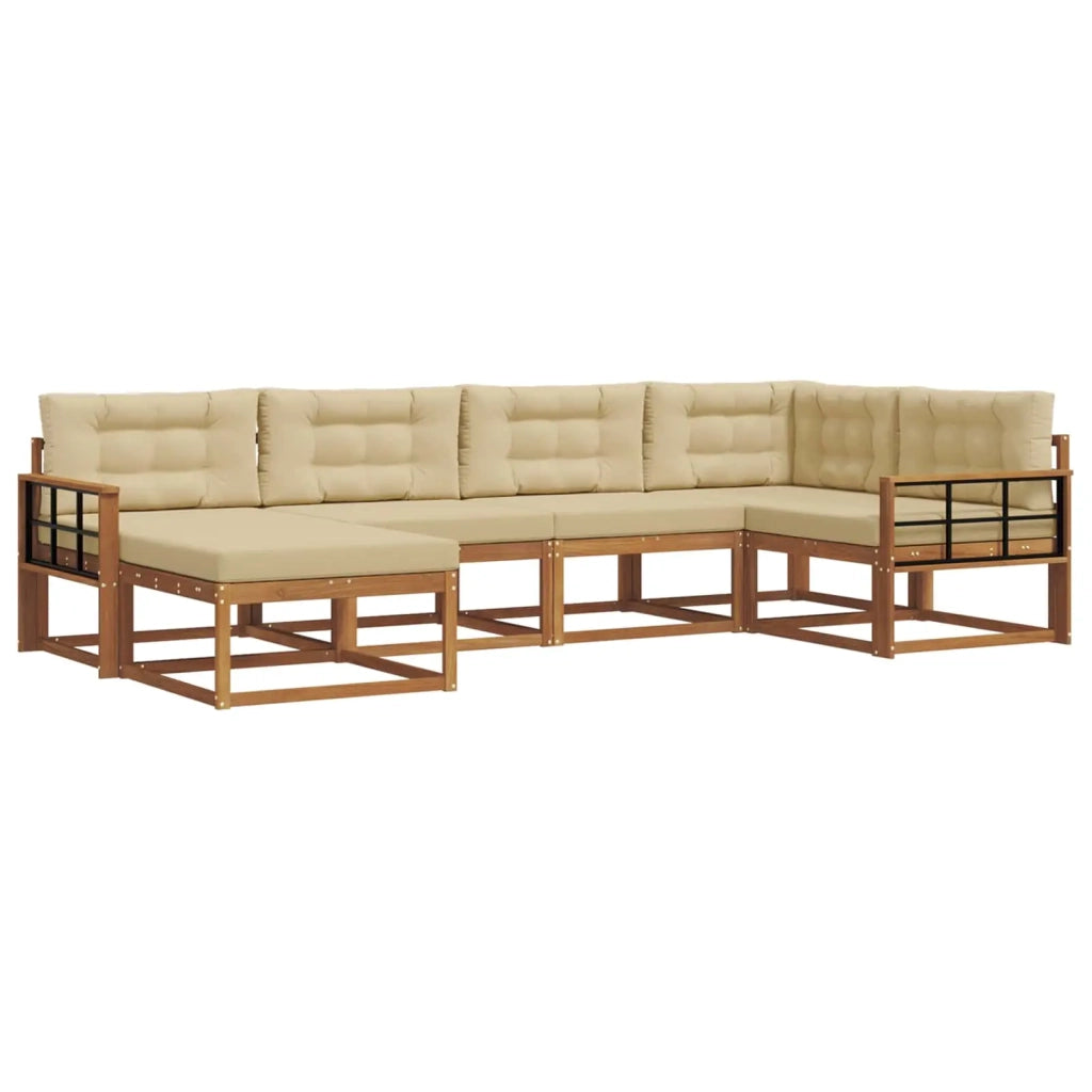 Set di divani da esterno con cuscino 6 pcs Naturale e Beige