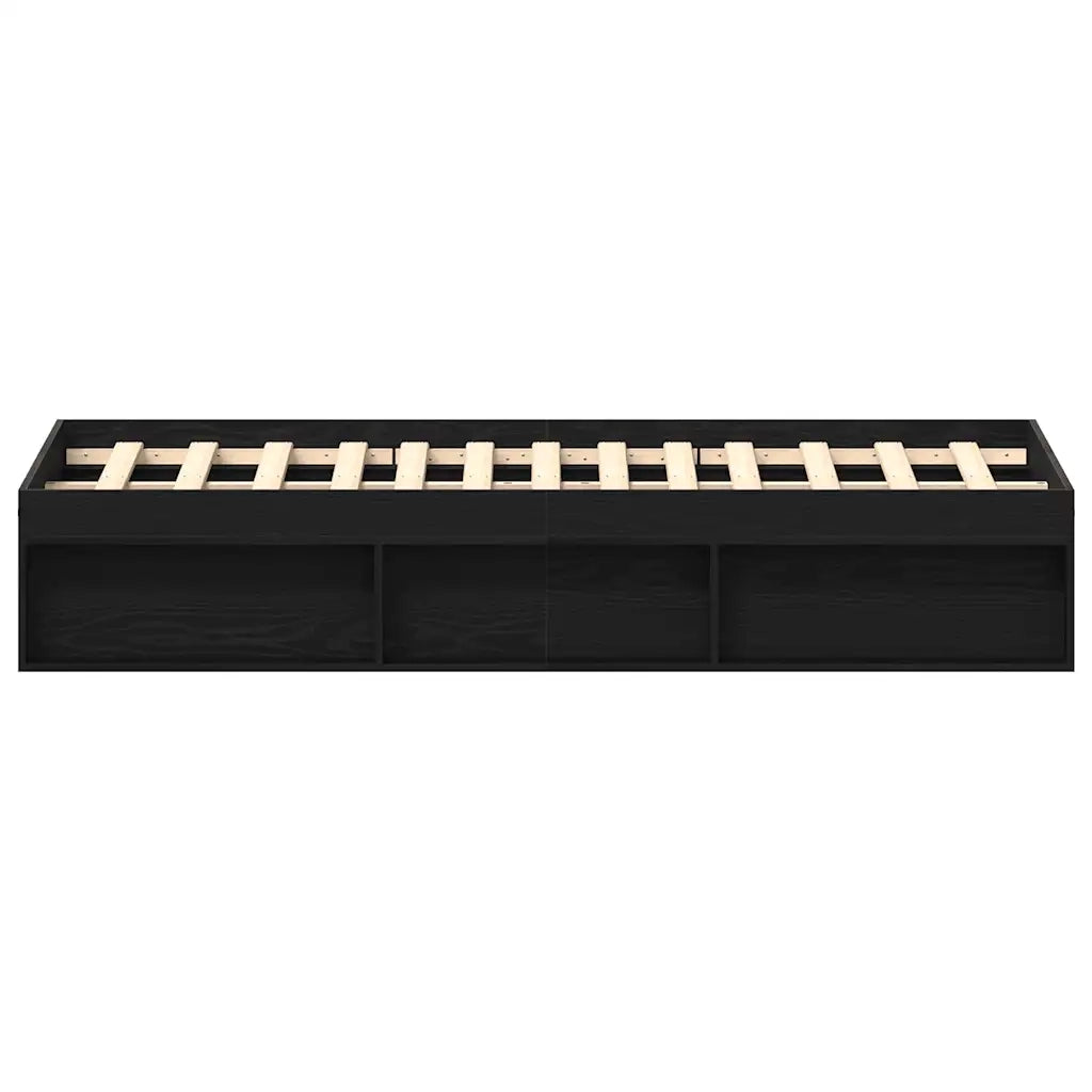 Letto matrimoniale | Letto per adulti | Giroletto senza Materasso Rovere Nero 150x200 cm Truciolato