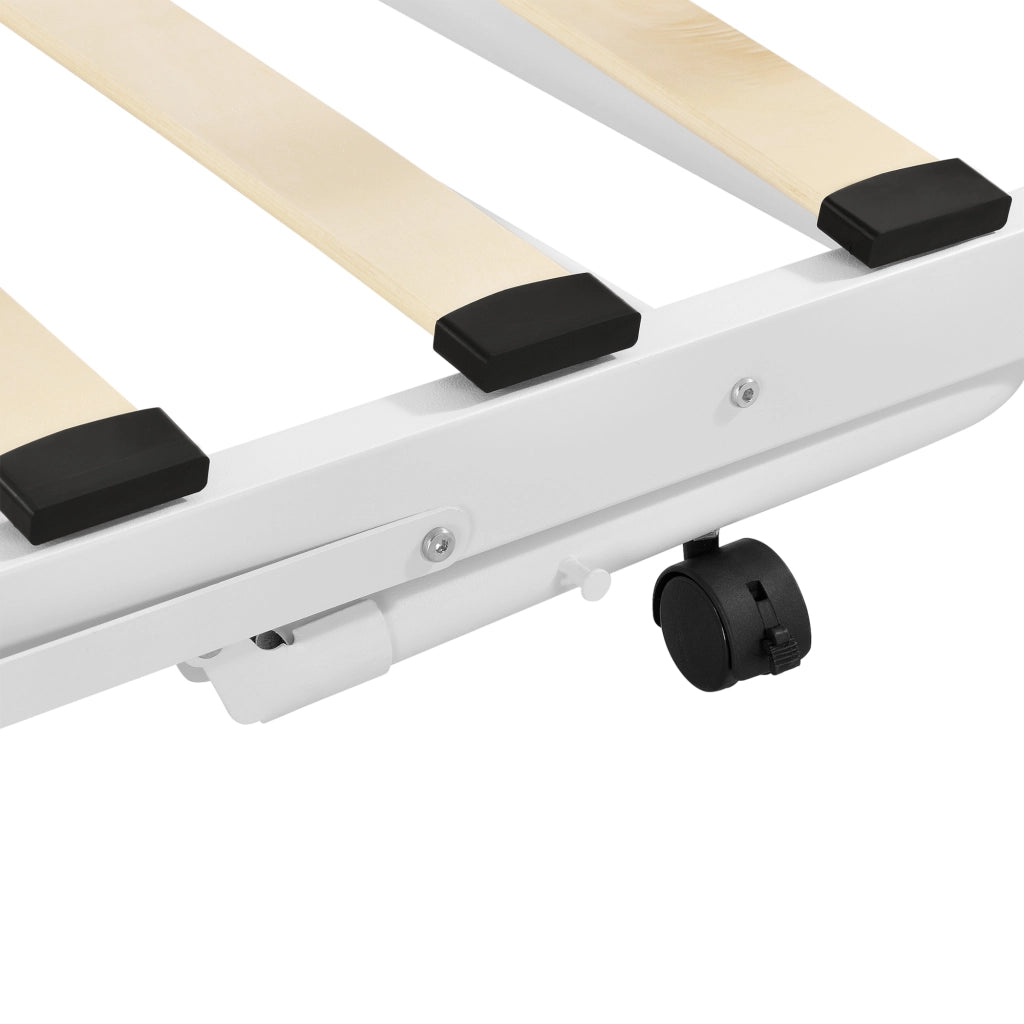 Divano in Metallo con Cornice Decorativa + Letto di Complemento con Gambe Pieghevoli e 4 Ruote, Sofa a 2-3 Posti di Seduta  e Secondo Letto Salvaspazio - Bianco