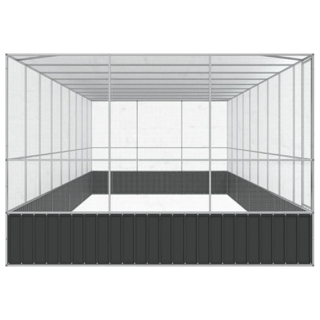Voliera a gabbia con estensione in argento 932 x 307 x 212 cm acciaio argento 02_0045668