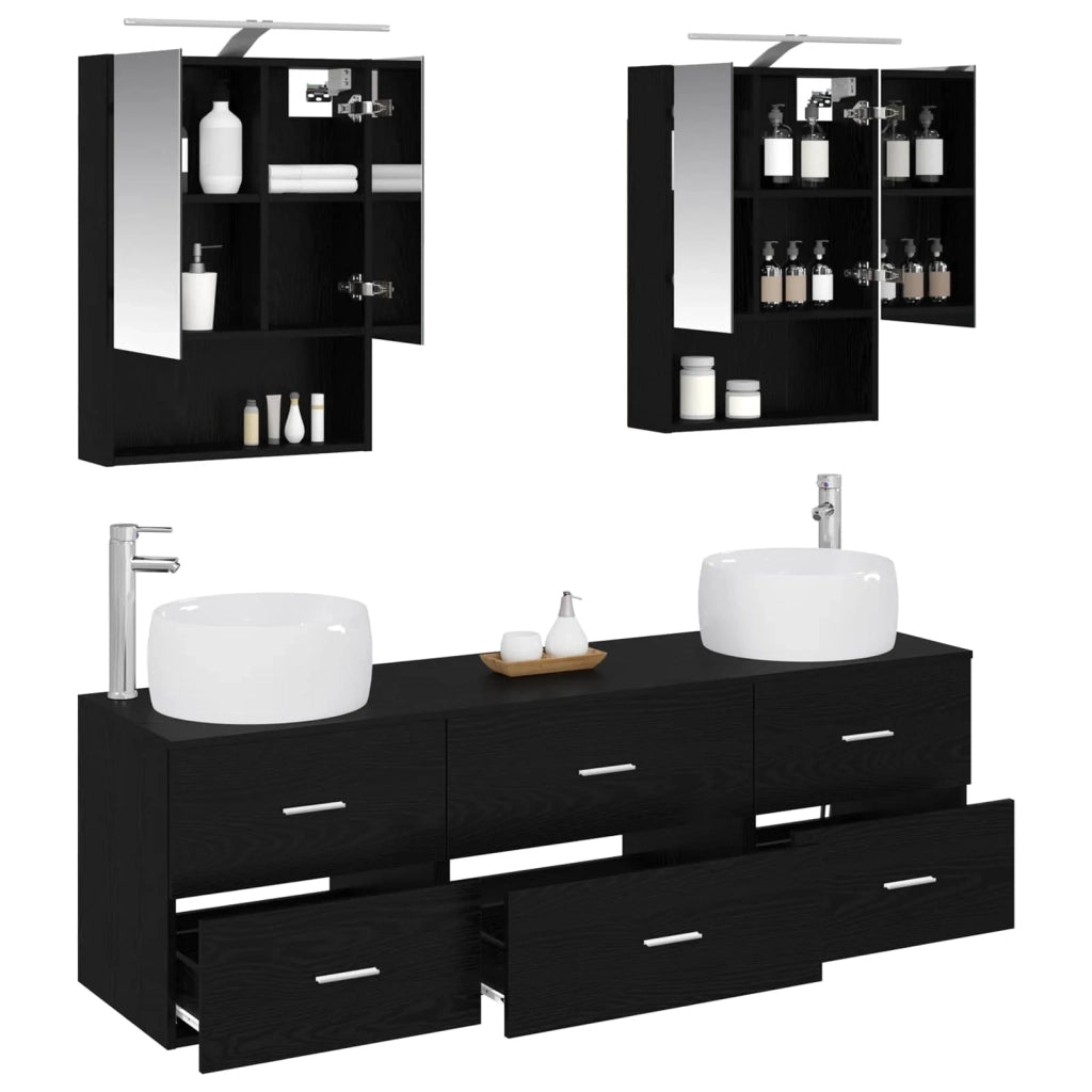 Set di mobili per il bagno 5 pcs Rovere Nero 3407000