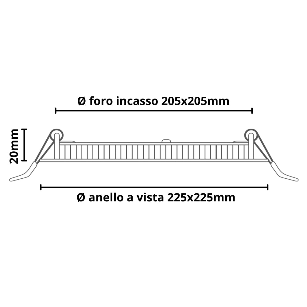 Pannello led incasso 20.5cm 18w slim quadro alimentatore incluso 4500k pezzi 3