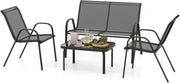 Set di mobili da giardino, 4 pezzi, per 4 persone, set di mobili da giardino, con 2 poltrone, 1 divano e 1 tavolino da caffè, mobili da esterno, per cortile, patio (grigio)