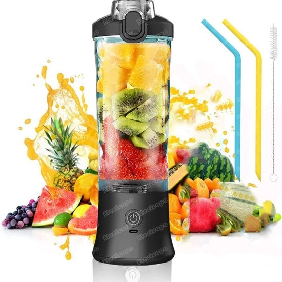 Shaker elettrico con mixer - Proteine shaker senza residui - Bicchiere shaker per proteine - Caricabile via USB-C - Blender da viaggio - 600ML - Nero e Blu