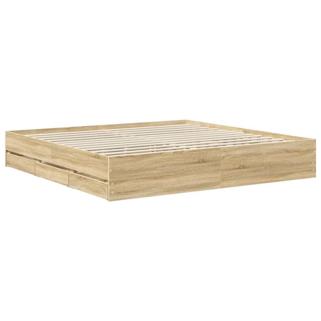Struttura del letto con cassetto Rovere Sonoma 200 x 200 cm