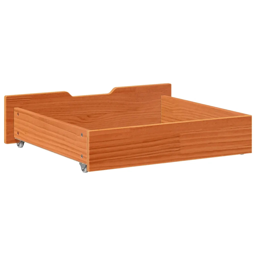 Cassettoni per Letto 2pz Marrone Cera 75x55x17 cm Legno di Pino