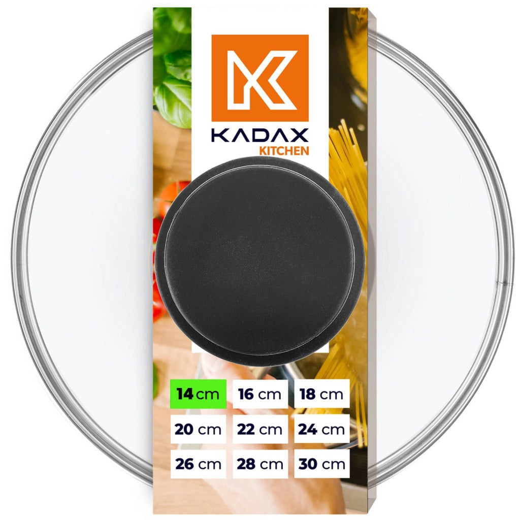 Coperchio in vetro KADAX da 14 cm, universale, resistente al calore, per pentole e padelle.