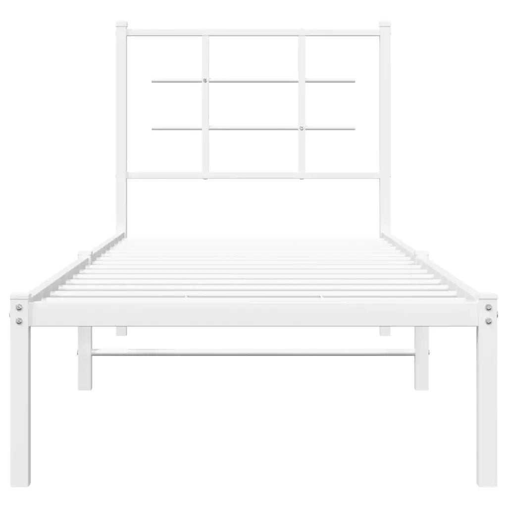 Giroletto senza Materasso con Testiera-Struttura Letto Metallo Bianco 75x190 cm 608385