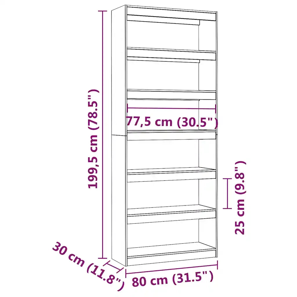 Libreria/Divisorio Bianco 80x30x199,5 cm in Massello di Pino 808204