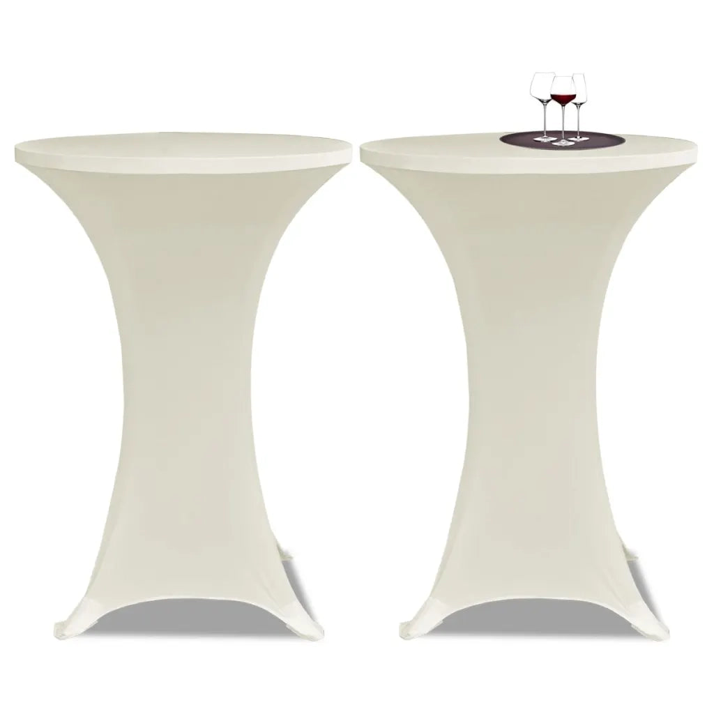 Copritavolo ?60 cm Crema Tessuto elasticizzato 2 pezzi CFW7066424