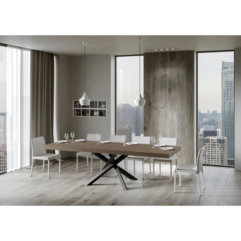 Tavolo allungabile 200/460x90 cm Volantis Premium telaio Antracite - Tortora