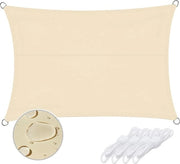 Ombrellone rettangolare UV-bloccante impermeabile e resistente all'acqua - 3 x 4 m beige con corda gratuita