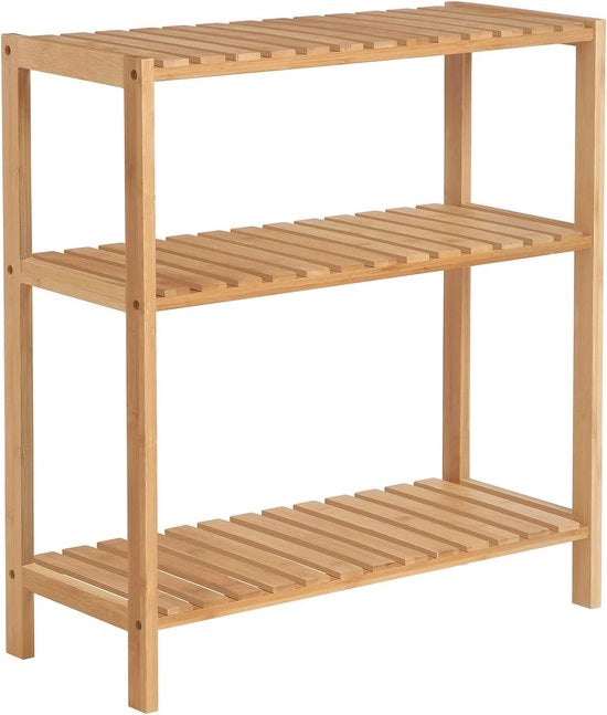 Scatola per oggetti da 3 pannelli in bambù per bagno | Scatola per oggetti per cucina, soggiorno e balcone | 60 x 26 x 66 cm
