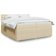 Giroletto a Molle con Materasso Crema 200x200 cm in Tessuto