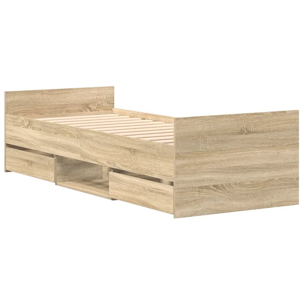 Giroletto con Testiera e Pediera-Struttura Letto Rovere Sonoma 100x200 cm