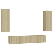 Set di mobili da 4 pezzi tra cui armadio credenza mobile porta TV soggiorno/camera da letto legno ingegnerizzato rovere Sonoma marrone 02_0024803
