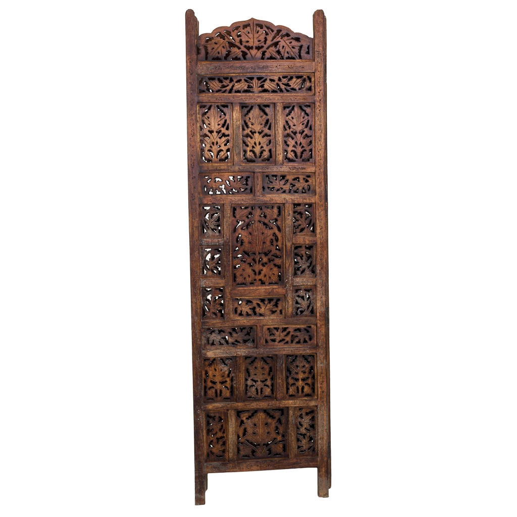 Paravento in legno marrone fatto a mano 50(x4)x2x180h cm