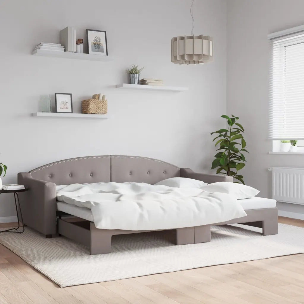 Divano letto | Sof¨¤ letto | Letto singolo Estraibile Tortora 90x200 cm in Tessuto