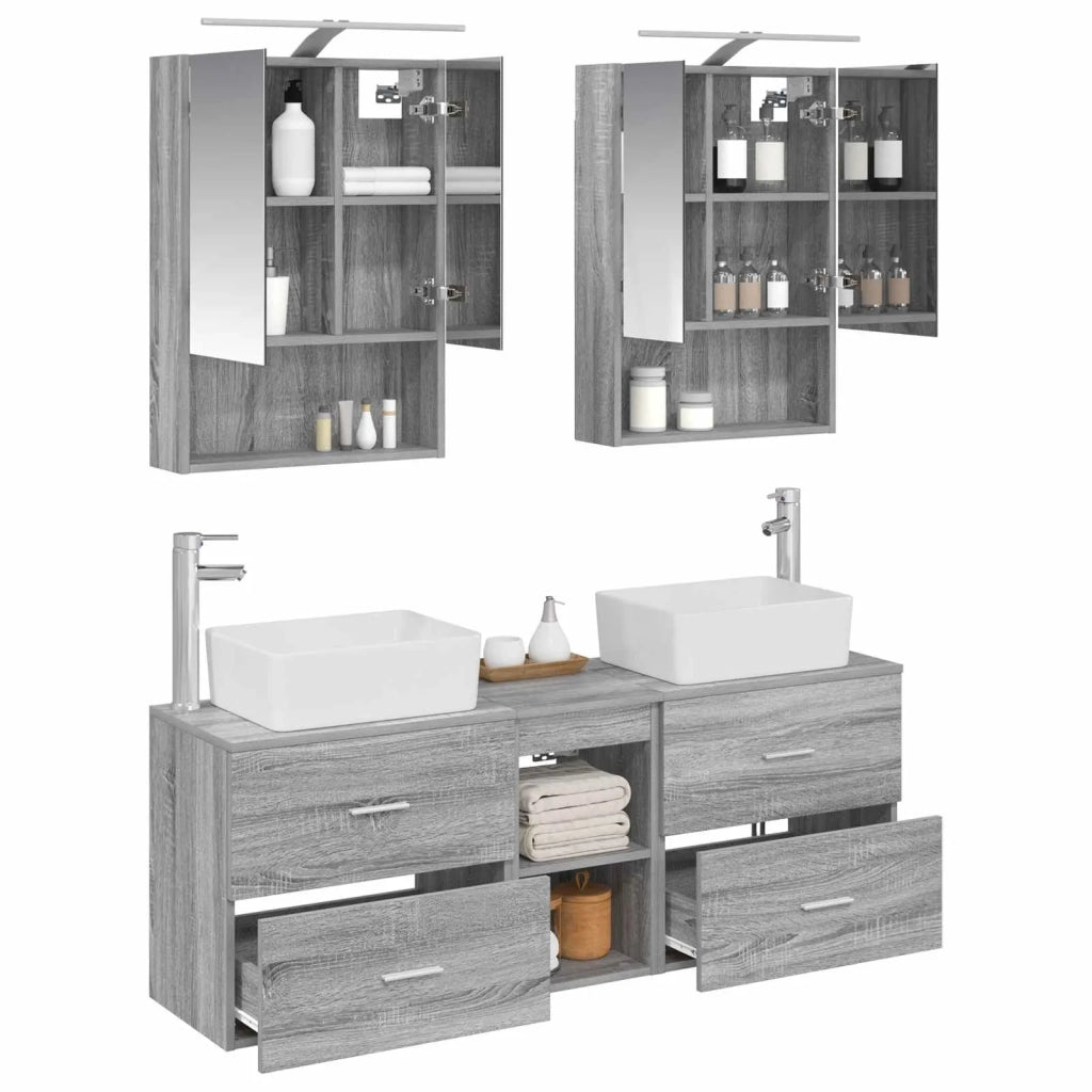Set di mobili per il bagno 5 pcs Sonoma grigio 3406844