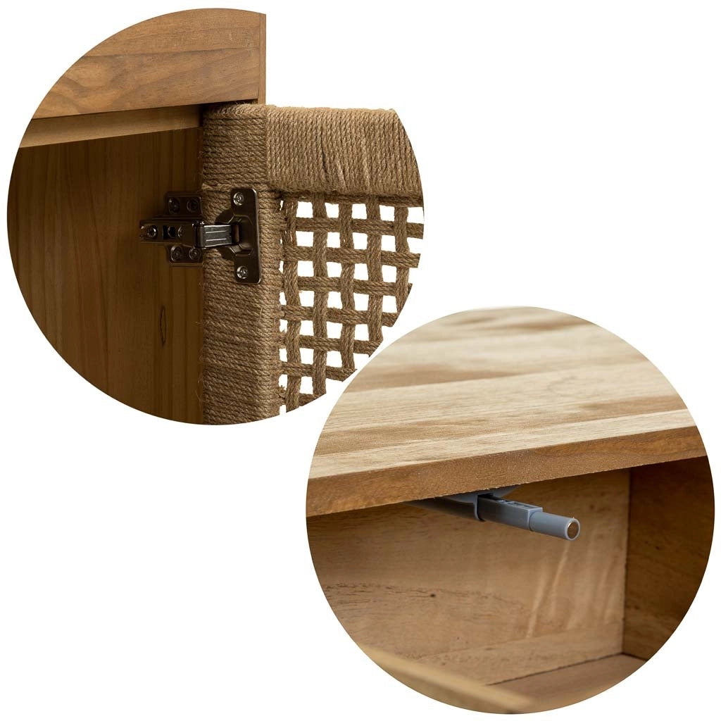 Mobile da ingresso in legno e corda intrecciata marrone 80x36x75h