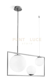 BUBLE LAMPADARIO A SOSPENSIONE 3 LUCI SFERE ACCIAIO SPAZZOLATO PARTICOLARI BRONZO ATTACCO E27