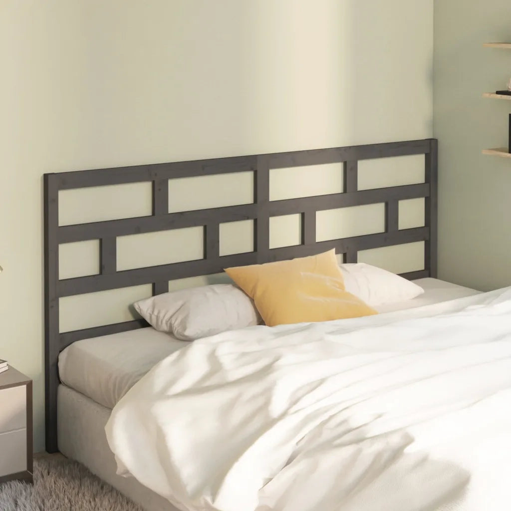Testiera | Testata per Letto Grigia 206x4x100cm in Legno Massello di Pino