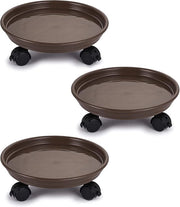 Set di 3 Rotoli per Piante con Ruote Universali per Vasi Fiorali - Miele