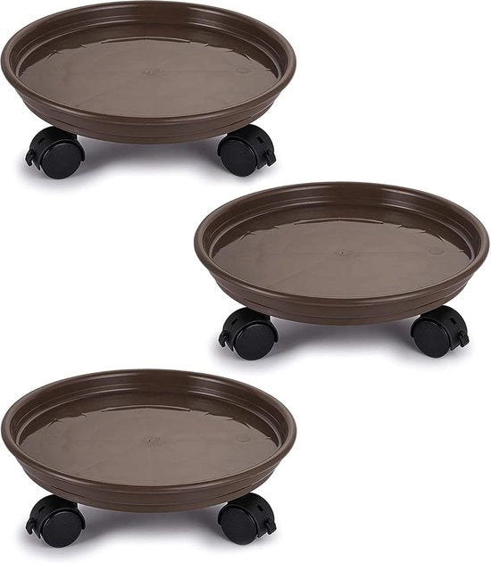 Set di 3 Rotoli per Piante con Ruote Universali per Vasi Fiorali - Miele