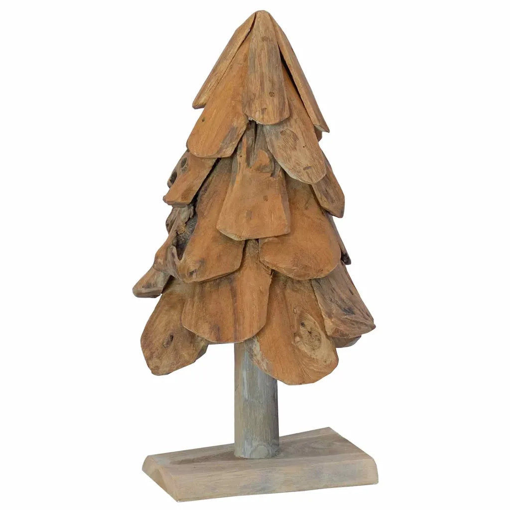 Albero di Natale | Decorazioni natalizie Marrone 61 cm Legno massello di teak
