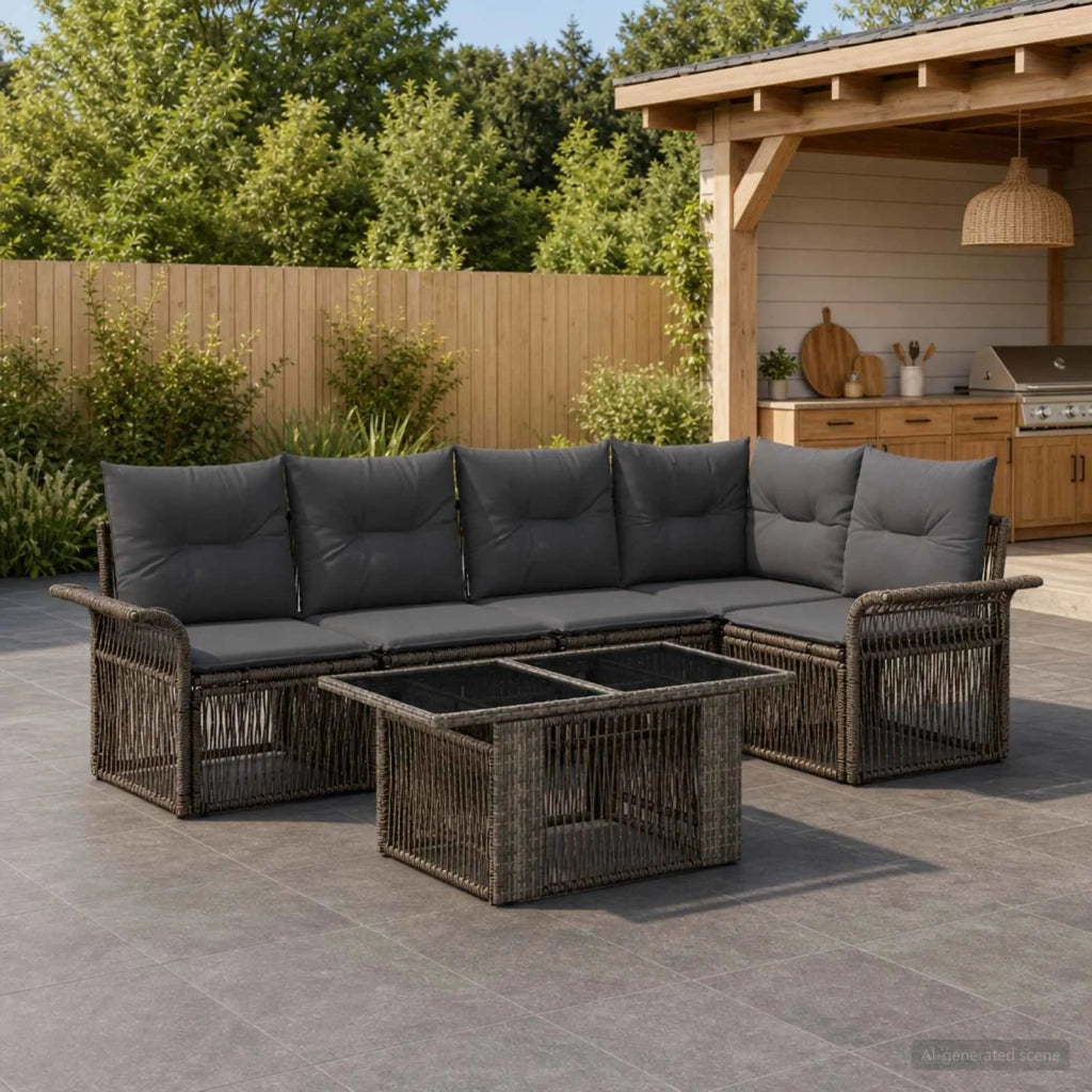 Set Divano da Giardino 6 pz Grigio e Grigio Scuro polyrattan 3436637