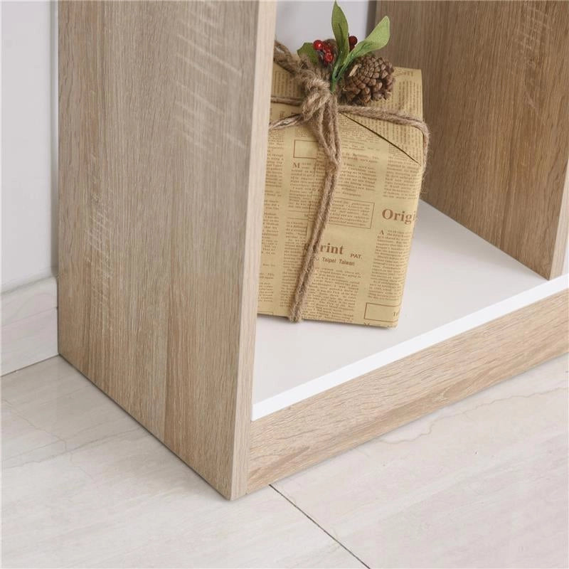 SCAFFALE LIBRERIA DESIGN A PARETE CON 8 RIPIANI 100 X 30 X 124 CM BIANCA ROVERE
