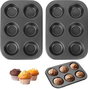 Set di stampi per muffin a 2 pezzi - Stampi per muffin - Superficie antiaderente - Acciaio inossidabile - 26,6 x 18,5 x 3 cm - Alta qualità - Stampi per muffin