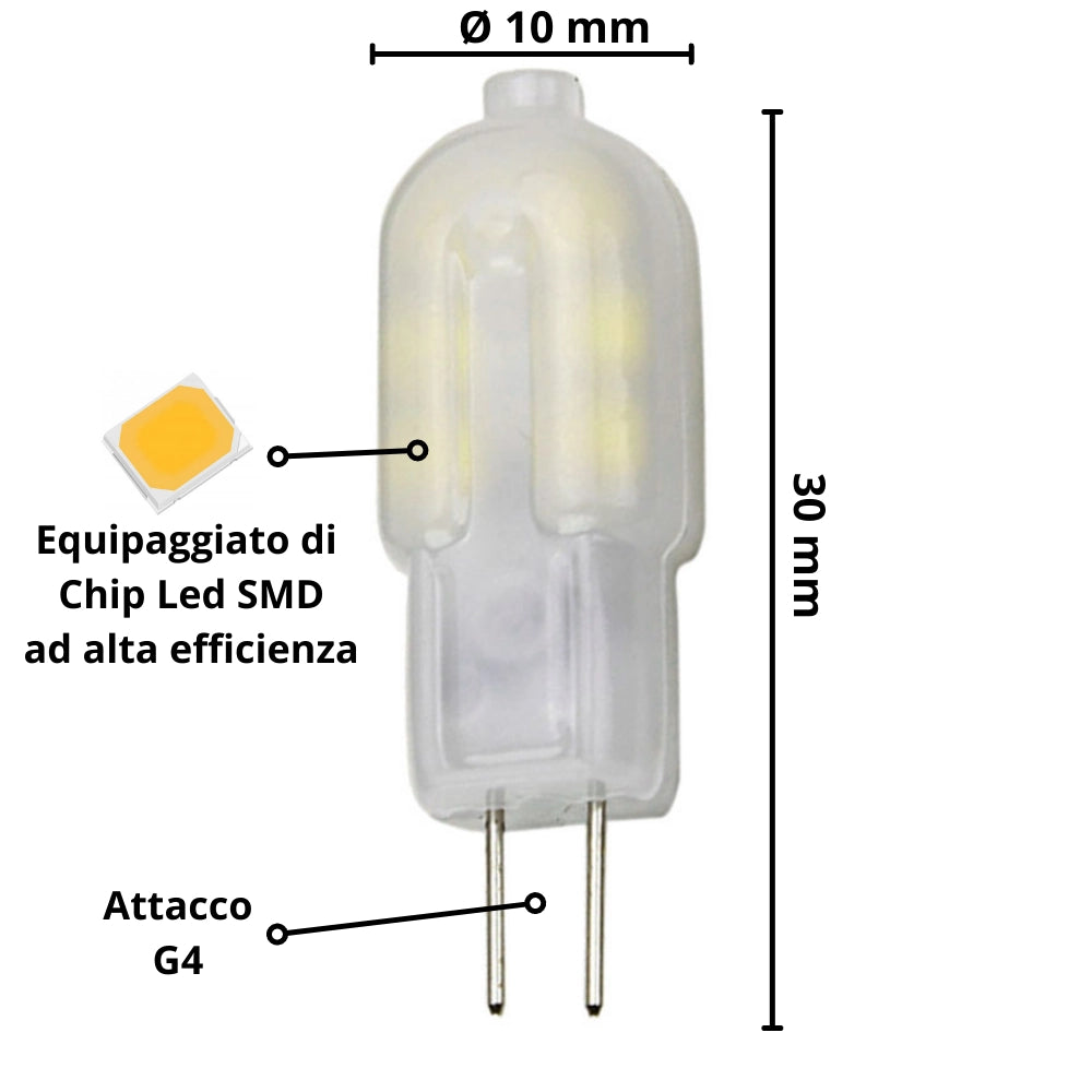 Lampadina led spillo g4 2 watt equivalente 18 watt risparmio energetico *** temperatura colore lampada 4500k bianco n...