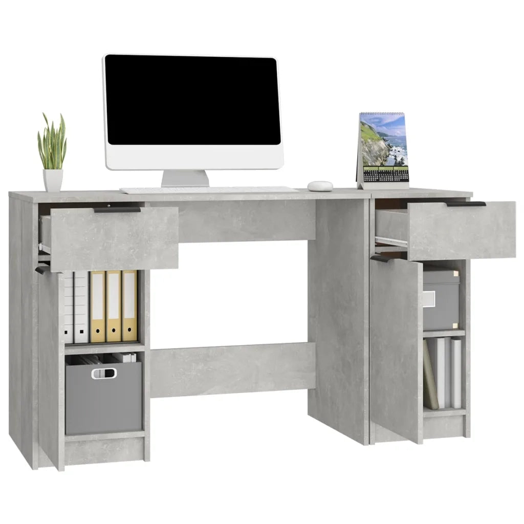 Scrivania con Mobile Laterale Grigio Cemento Legno Multistrato cod mxl 72337