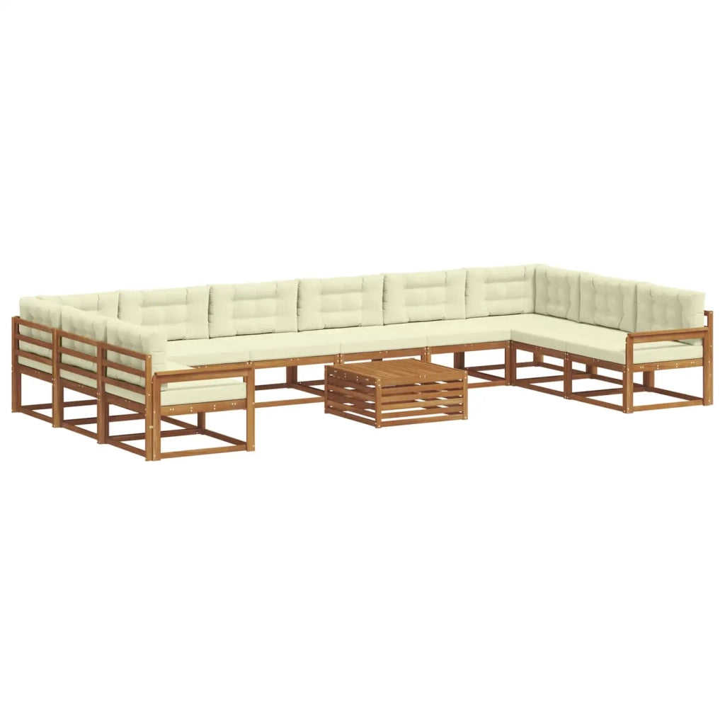 Set di divani da esterno con cuscino 11 pcs Naturale e Crema 3368263