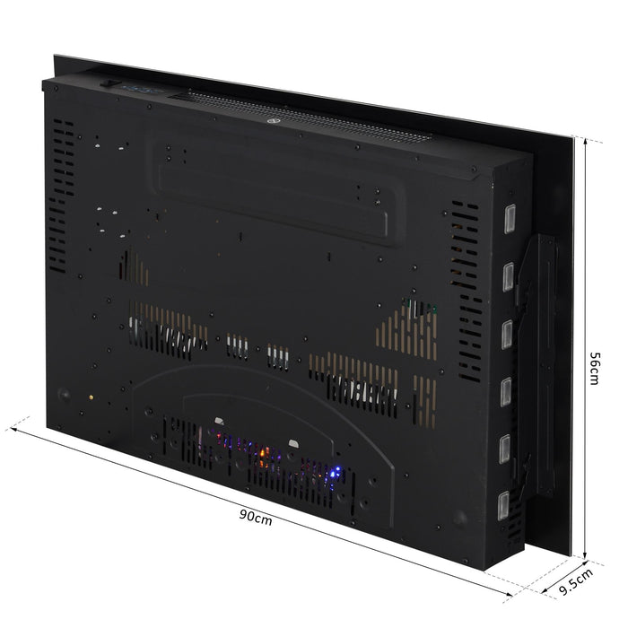 Camino Elettrico da Parete 90x56x9.5 cm 2000W Fiamma LED 7 Colori Nero