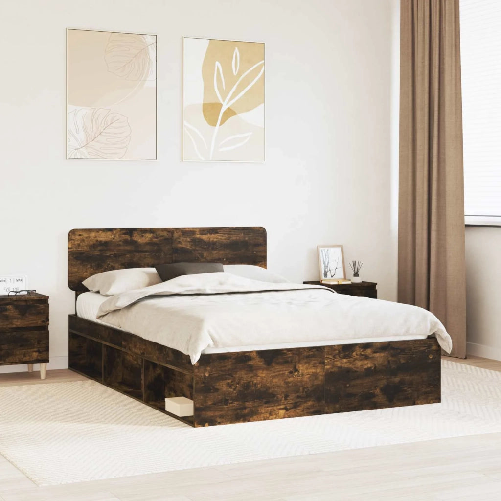 Struttura del letto Rovere fumé 160 x 200 cm Pino massello 3412055