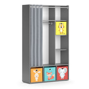 Vicco Guardaroba per bambini Grigio 38 x 178.1 cm Con scatole pieghevoli (colorate)