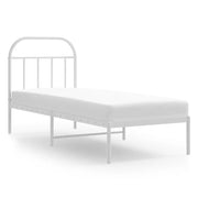 Letto singolo | Letto per adulti | Giroletto senza Materaso con Testiera Metallo Bianco 75x190 cm