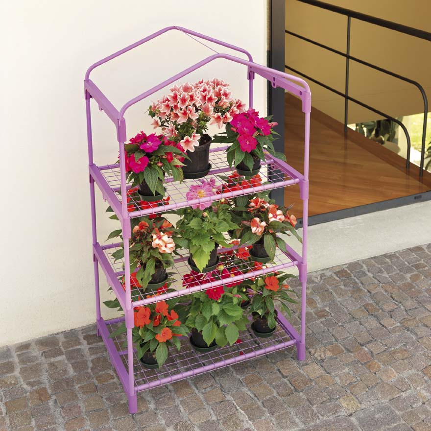 Serra da Giardino in Alluminio 3 Ripiani con Telo Rama Azalea Lilla