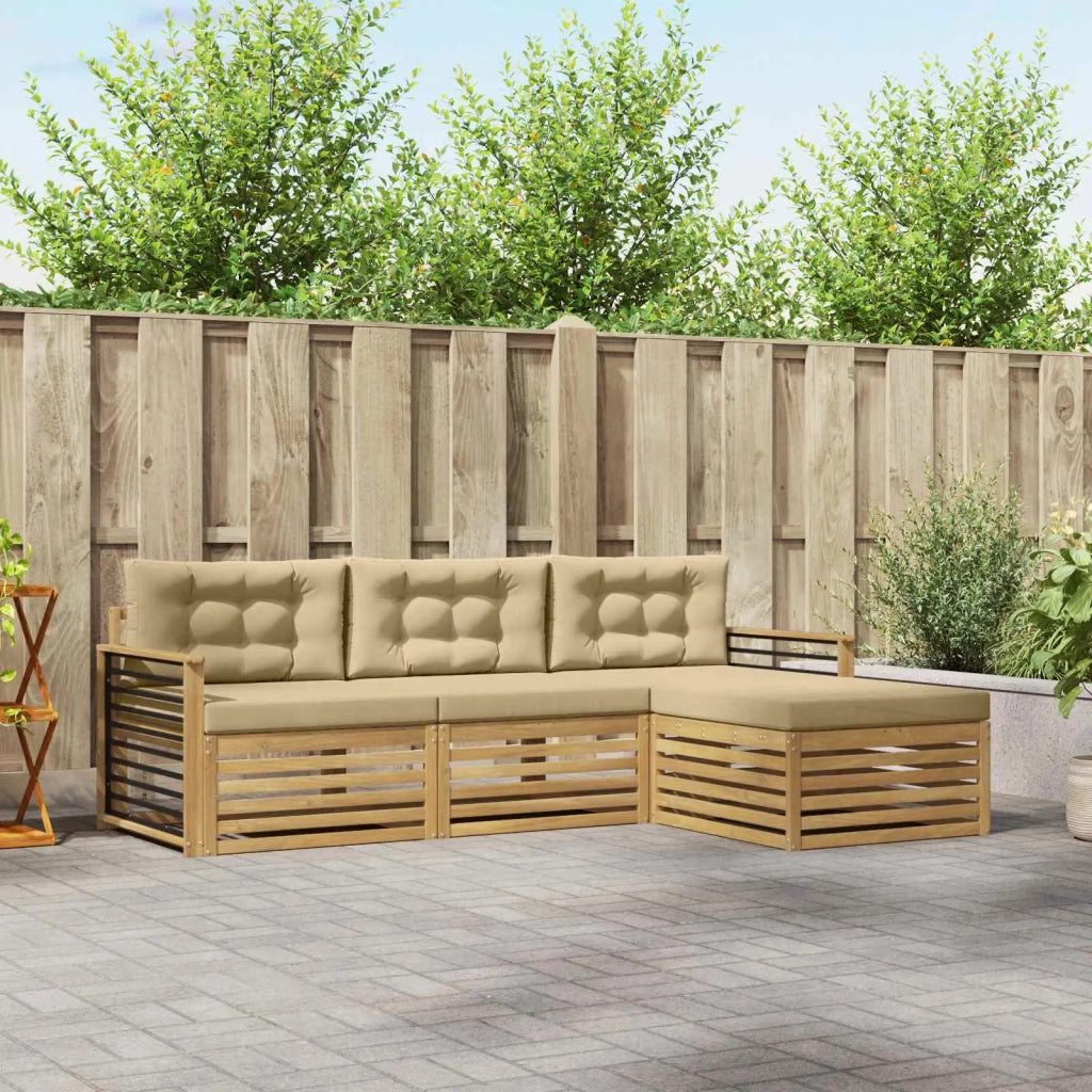Set di divani da esterno 4 pz Bianco e Beige Poliestere 3390298