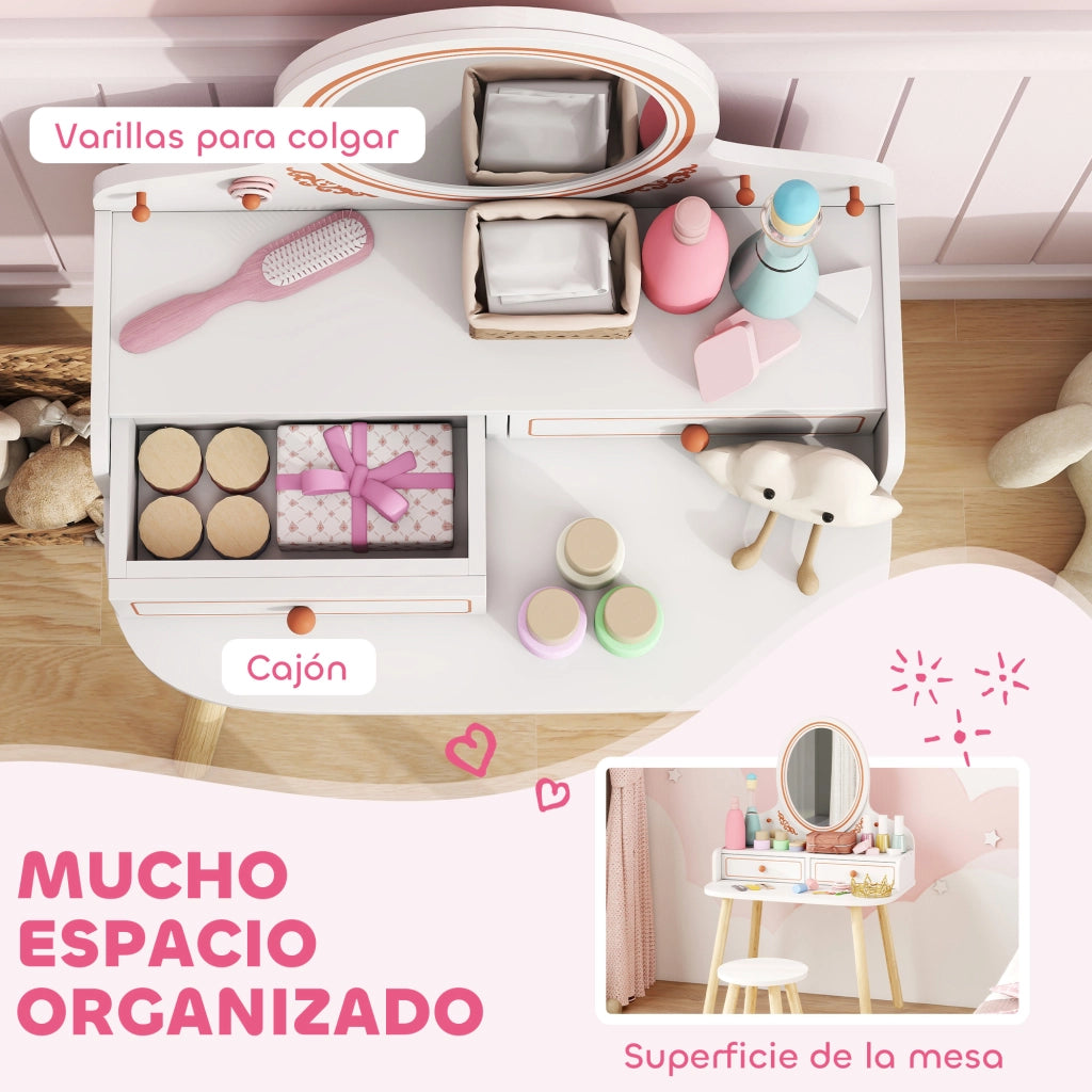Tocador de Maquillaje con Specchio e 2 Cassetti ¨C zephmum ¨C Bianco