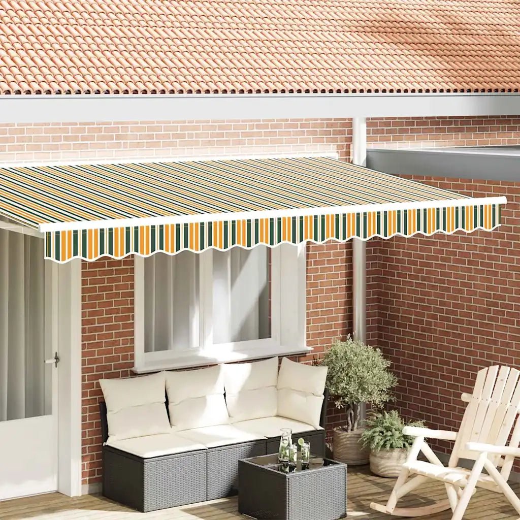 vidaXL Tenda a Braccio Verde e giallo 3.8 x 0.2 m Tela