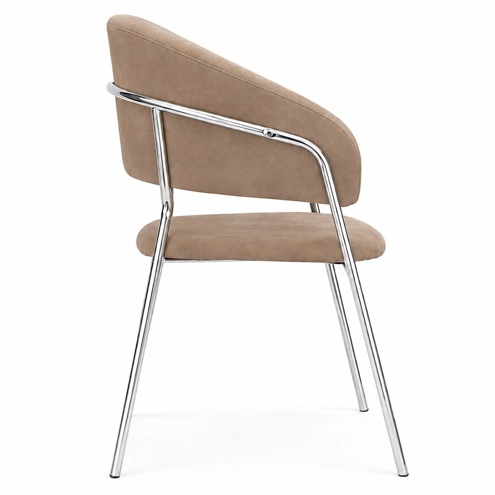 Set da 2 sedie Aurelia in velluto grigio tortora con gambe in ferro cromato