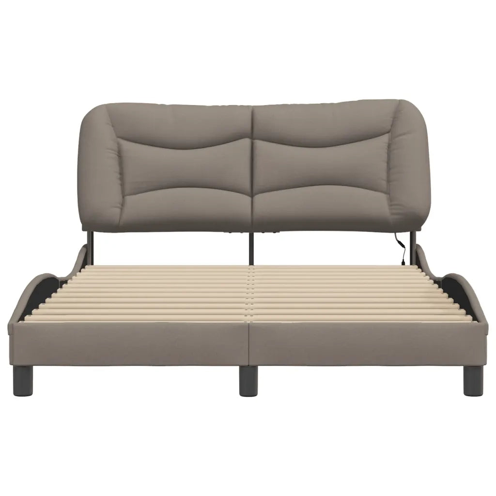 Giroletto con LED senza Materasso-Struttura Letto Hvar Tortora 120x200 cm Tessuto