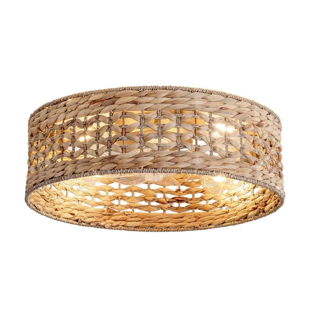 VENTILATORE DA SOFFITTO Rattan con 4 Portalampade E26, Rame