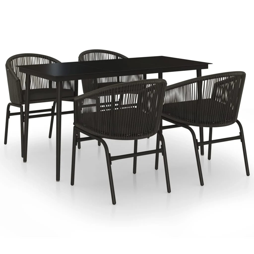 Set da pranzo da giardino nero da 5 pezzi 02_0013872