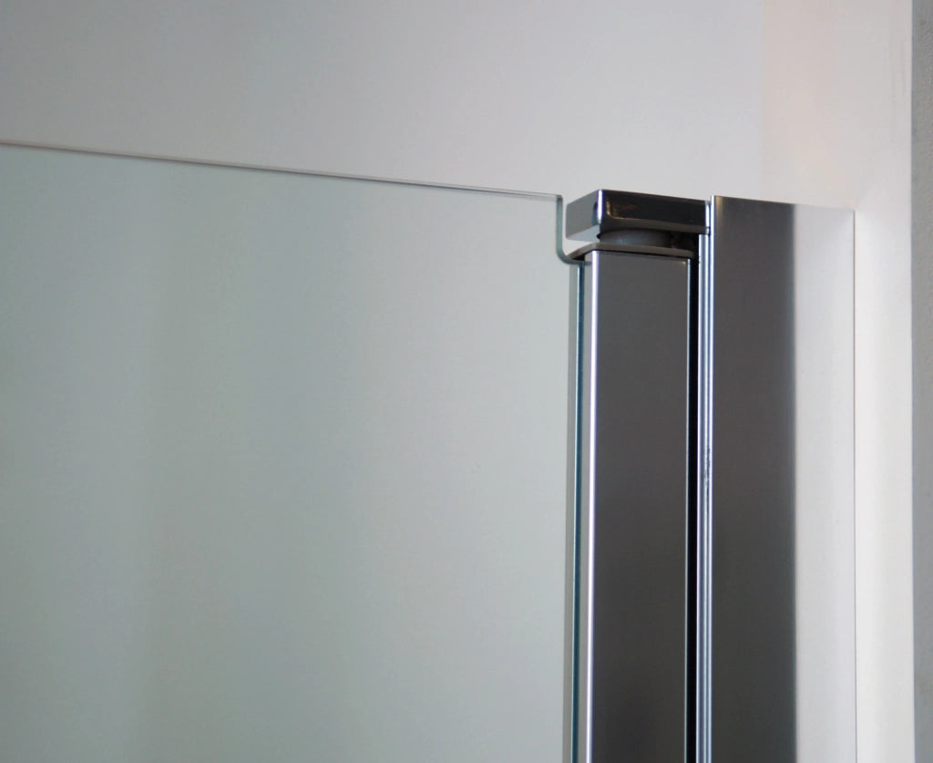 Box doccia frontale OPEN pannello fisso + porta battente 100 cm (30+70) nero trasparente